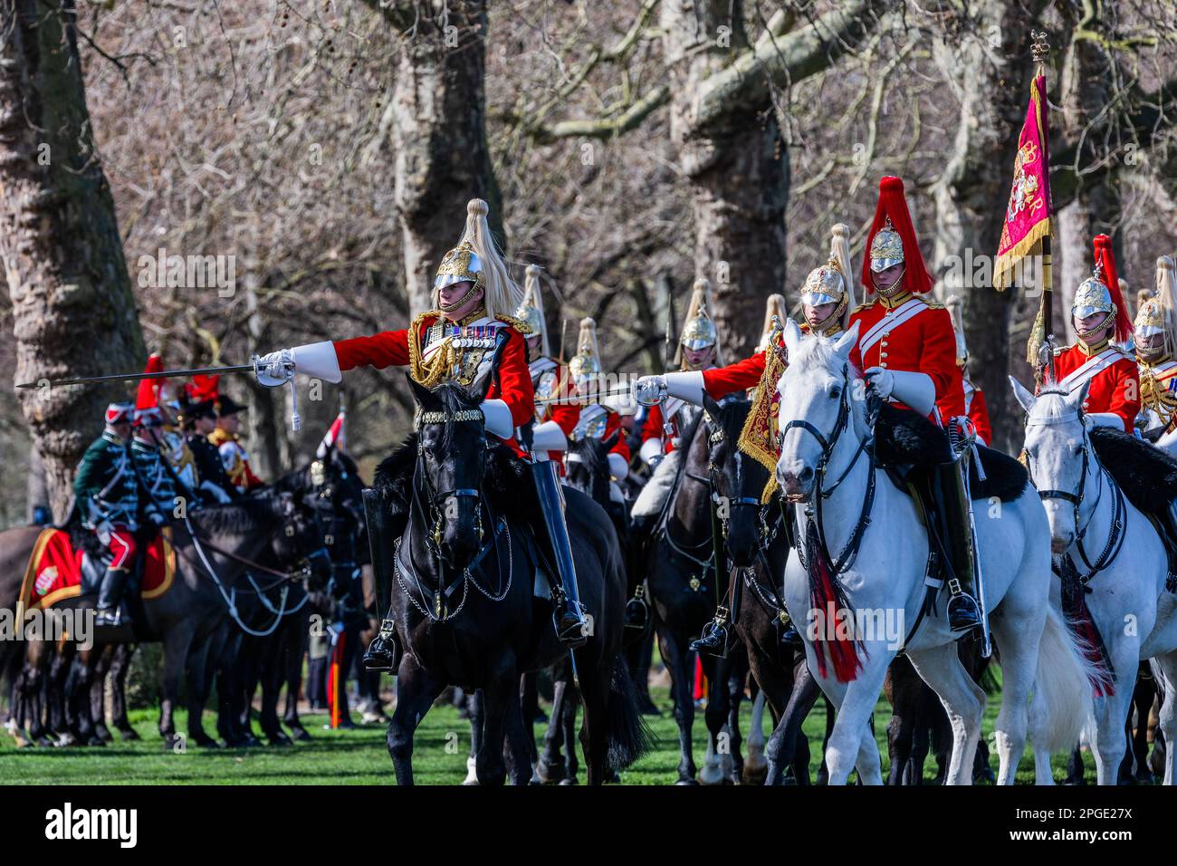 London, UK. 22 Mar 2023. The King's mounted bodyguard parade in Hyde ...