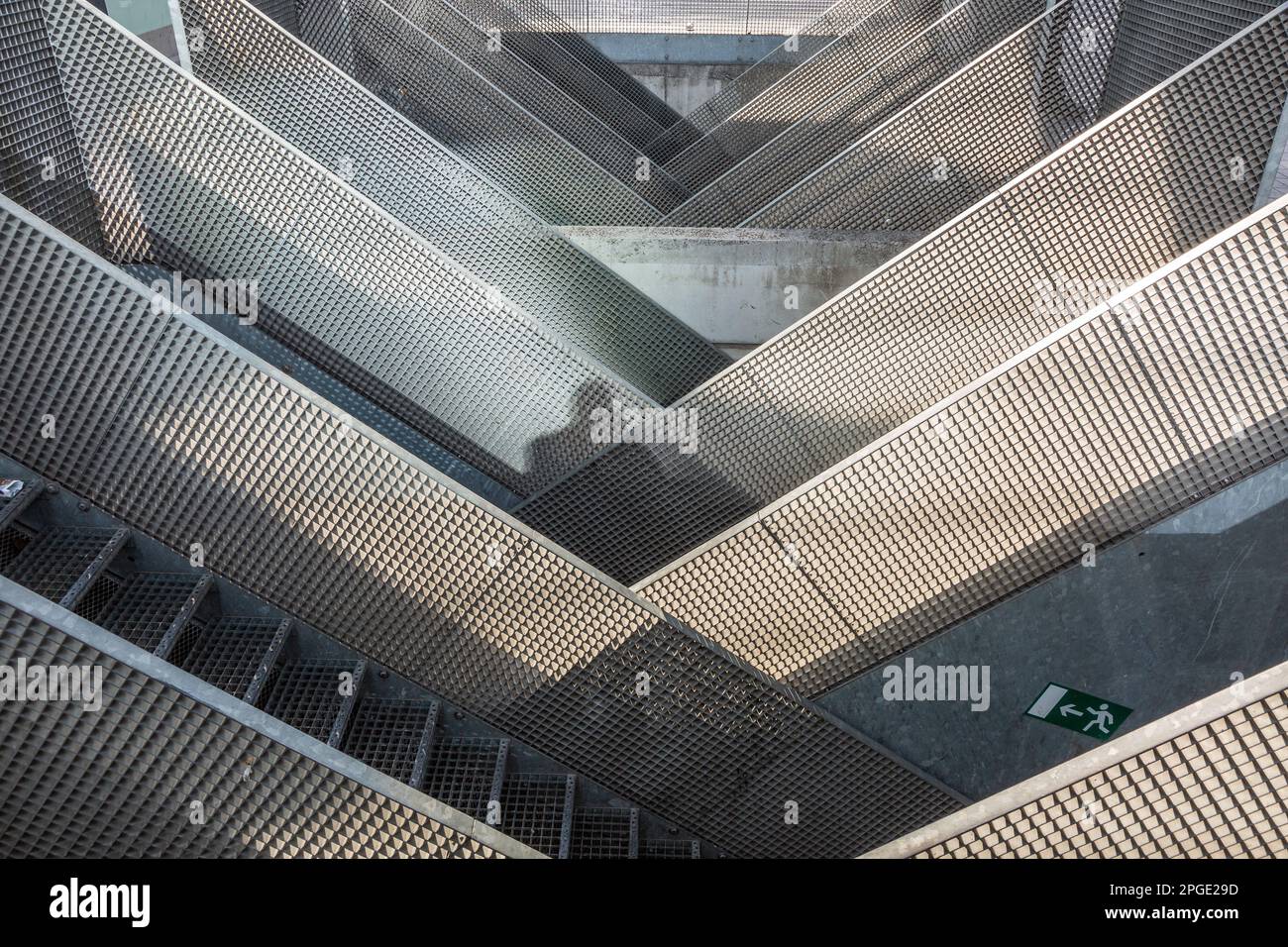 Emergency stairs system of a metro station deployed during maintenance. Place Rogier, Brussels. Stock Photo