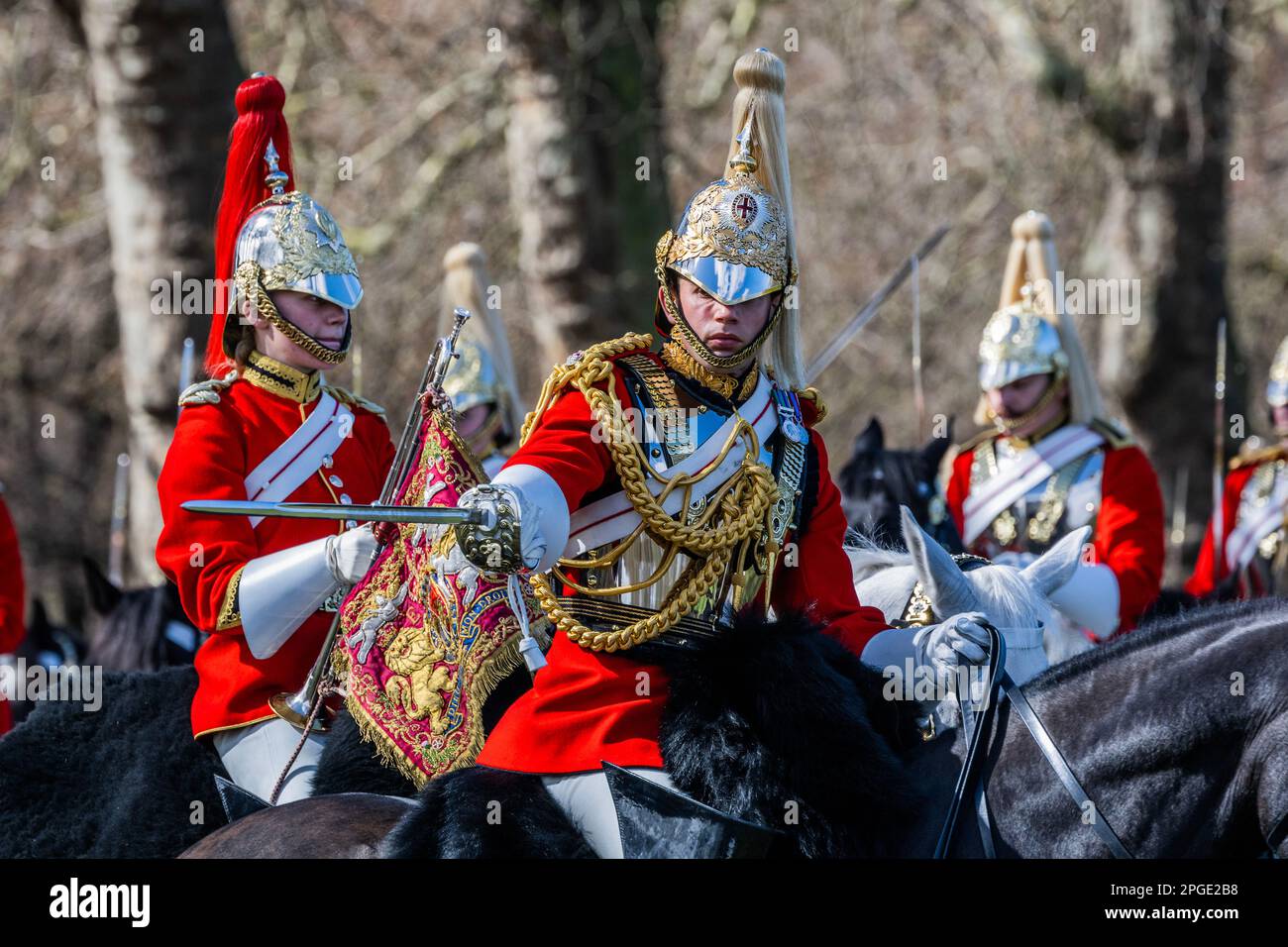 London, UK. 22 Mar 2023. The King's mounted bodyguard parade in Hyde ...