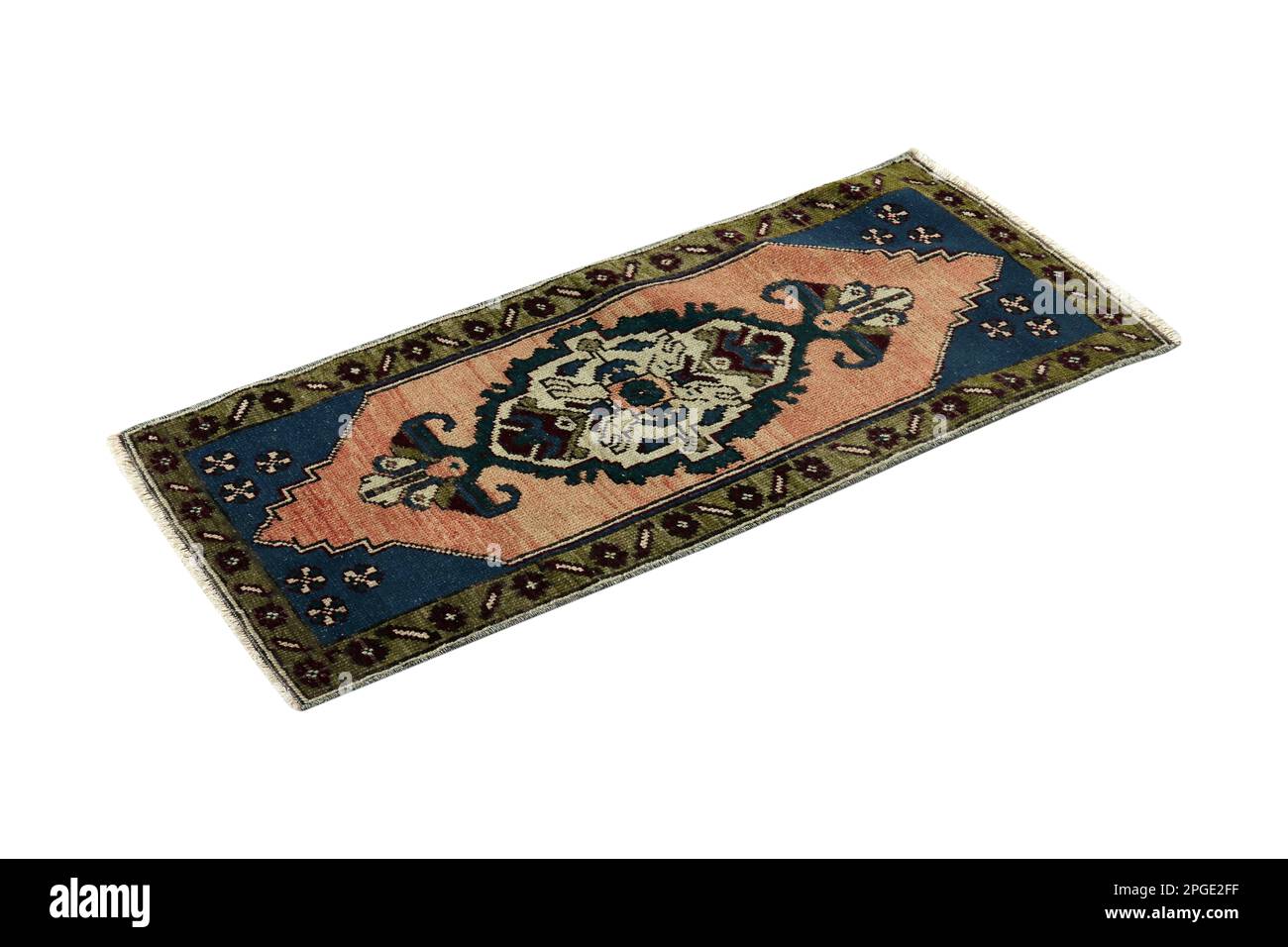 hand-woven, decorative wool Turkish carpet Stock Photo