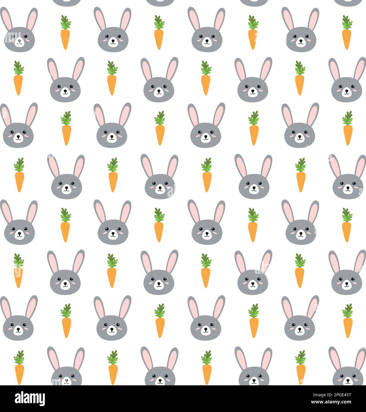 Vector seamless pattern of rabbit bunny face and carrot isolated on ...