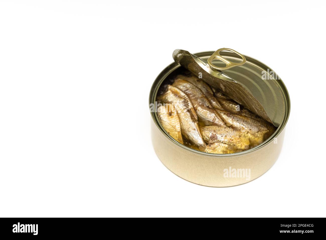 open tin can with fish isolated on white background. tin with fish ...