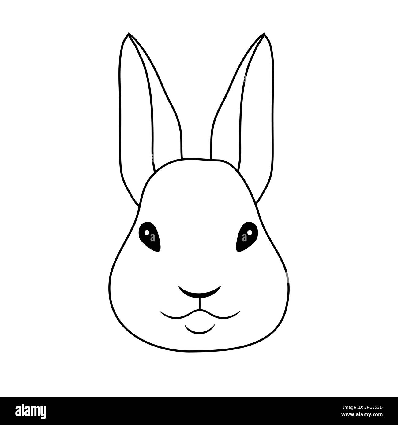 Vector flat hand drawn outline rabbit bunny face isolated on white  background Stock Vector Image & Art - Alamy