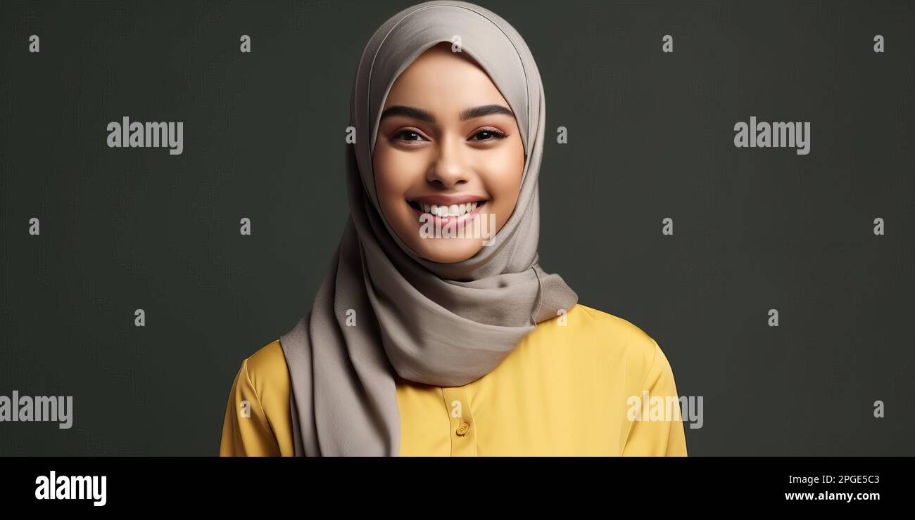 Portrait of a muslim woman wearing a headscarf. Generative ai Stock Photo