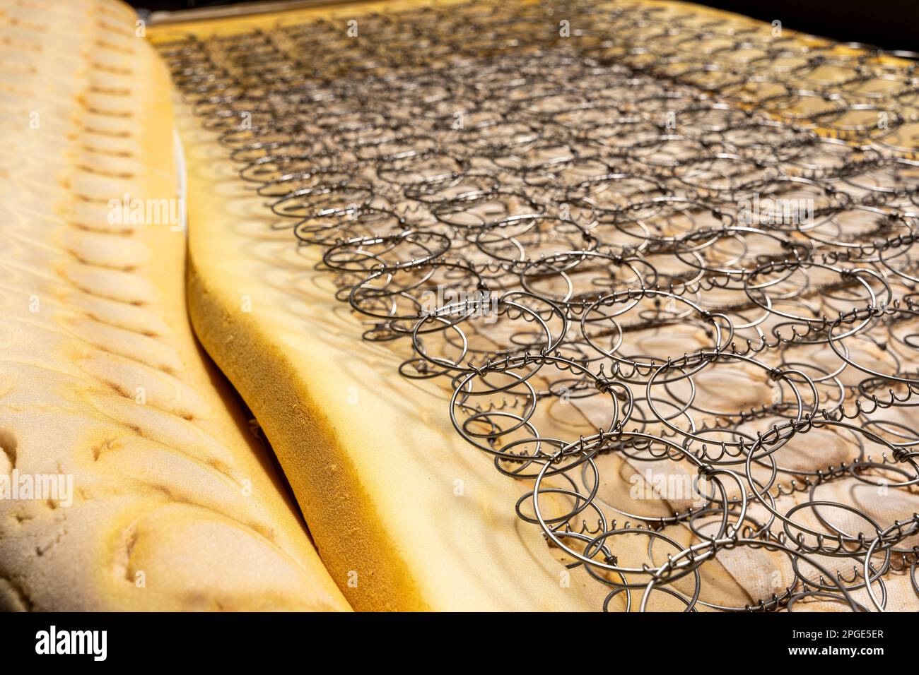 The internal structure of the spring mattress. Old boxspring mattress