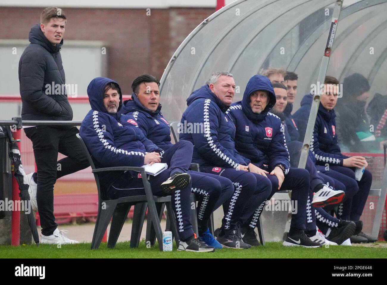 Hengelo, Netherlands. 22nd Mar, 2023. HENGELO, NETHERLANDS - MARCH 22:  Myron Bostdorp of FC Twente looks on during the International Club Friendly  match between FC Twente and VFL Bochum at Trainingscomplex Hengelo