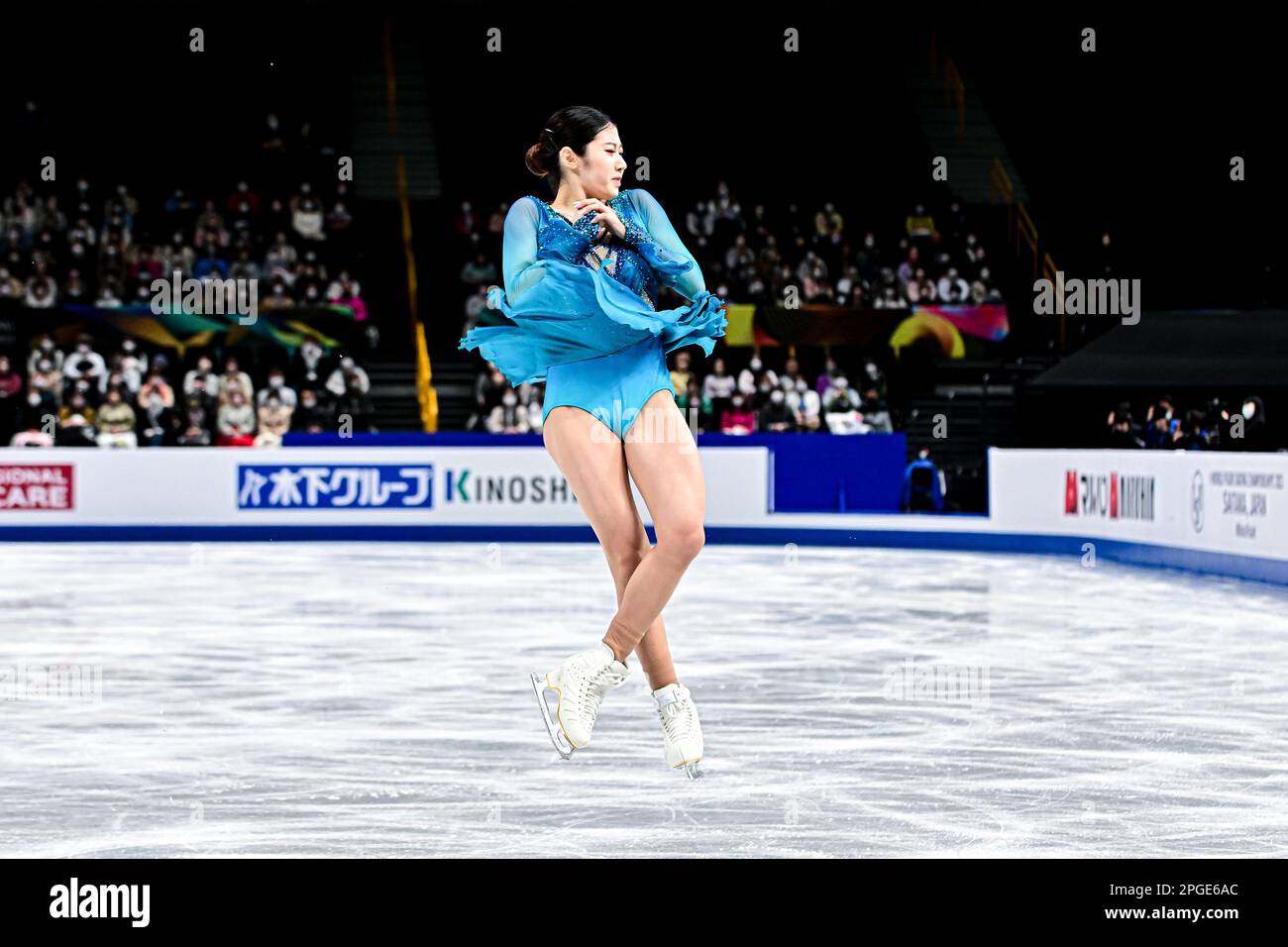 Haein LEE (KOR), during Women Short Program, at the ISU World Figure