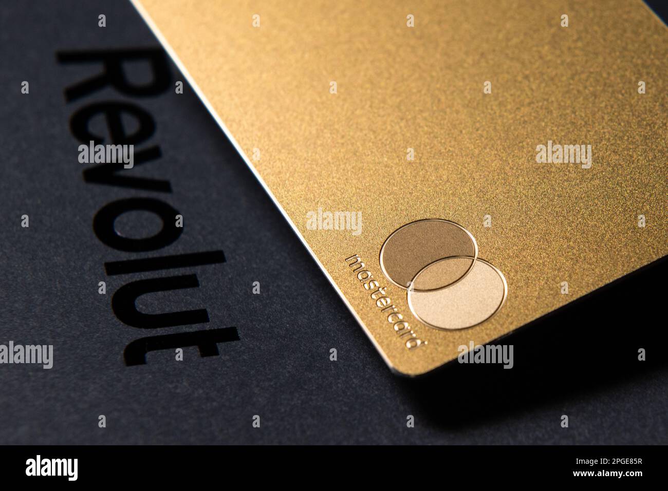 Gold metal Revolut MasterCard debit card Stock Photo - Alamy