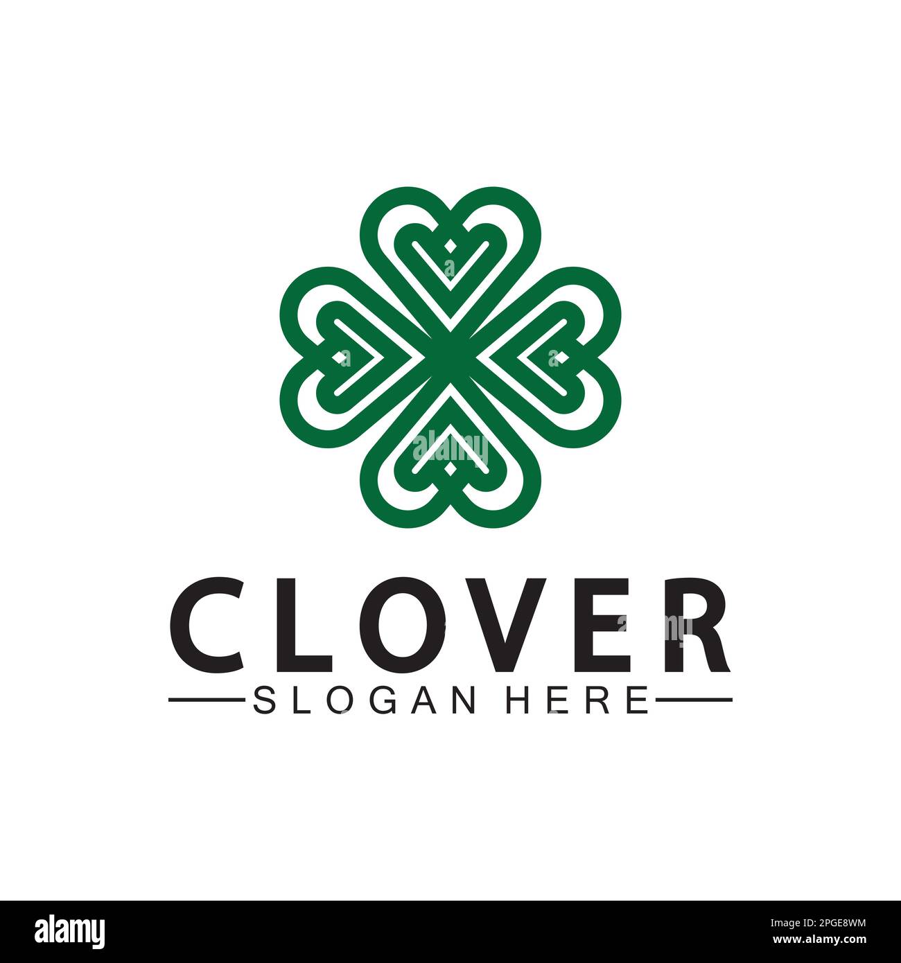 Four Leaf Clover Ornamental Logo Template Illustration Design. Stock Vector