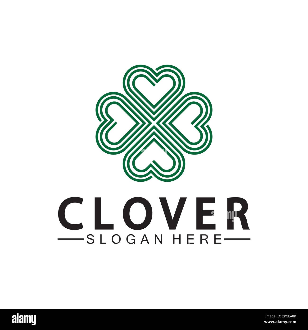 Four Leaf Clover Ornamental Logo Template Illustration Design. Stock Vector