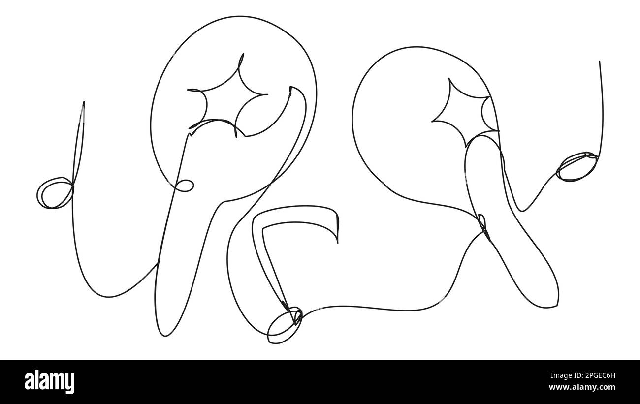 Two maracas with stars in one line on a white background. Stock Vector