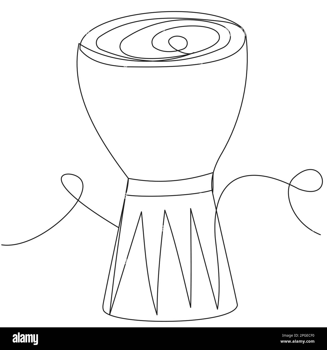African Drum in one line on a white background.  Stock Vector