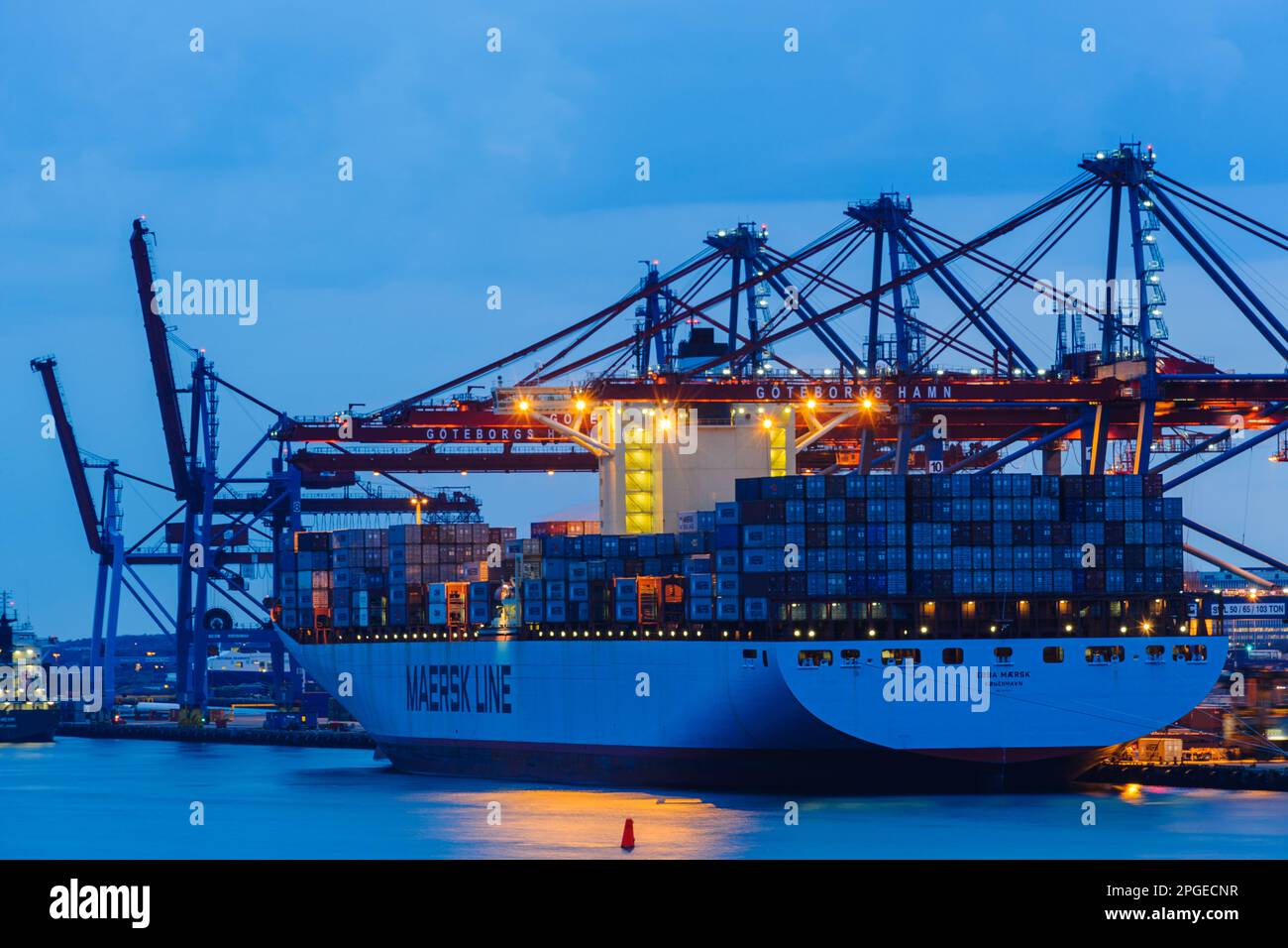 GOTHENBURG, SWEDEN - APRIL 24, 2012: Container ship docked at harbor Stock Photo