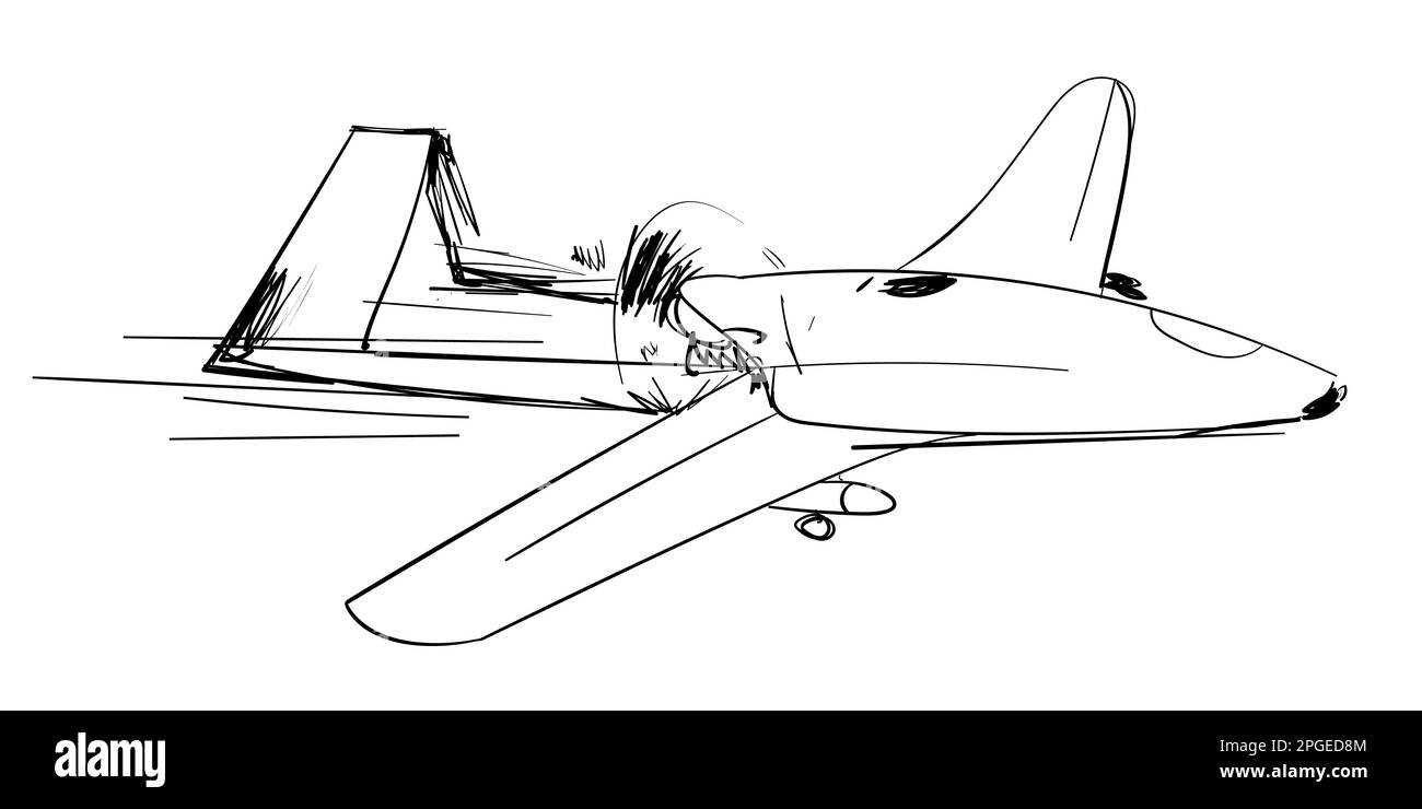 Bayraktar combat drone sketch.  Stock Vector