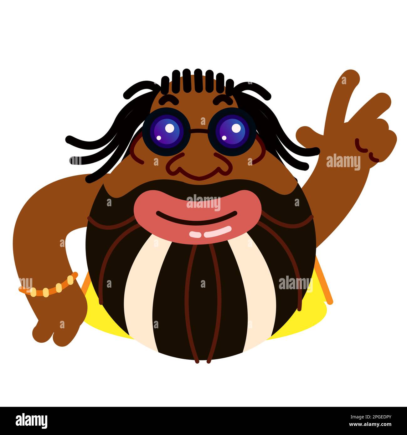 A kind black guy with dreadlocks and a beard shows the peace sign Stock