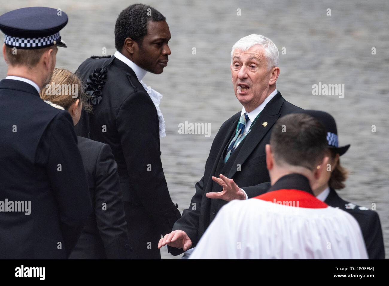 London, UK.  22 March 2023. Sir Lindsay Hoyle, Speaker of the House of Commons, at a memorial service for PC Keith Palmer GM who was killed by a terrorist in New Palace Yard outside the House of Commons on 22 March 2017.  Credit: Stephen Chung / Alamy Live News Stock Photo