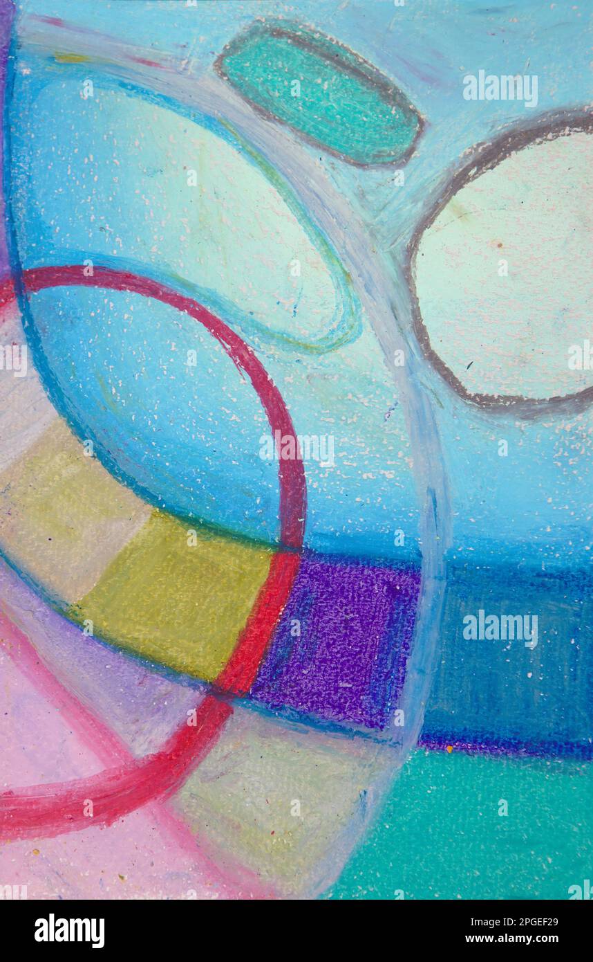 Colourful Abstract oil pastel painting Stock Photo