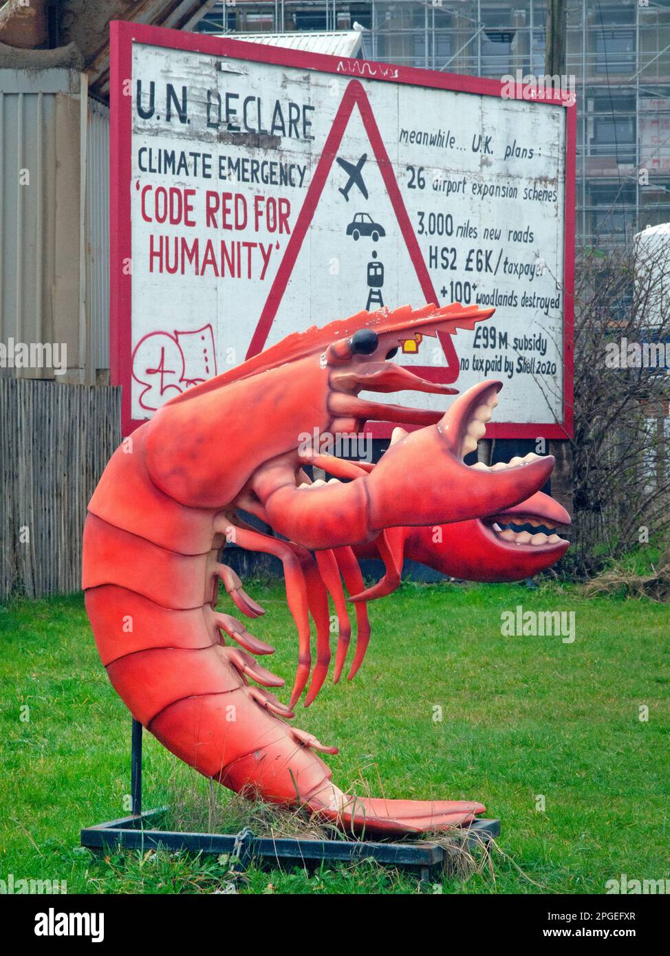 A giant lobster outside a fish food shop in Sussex Stock Photo