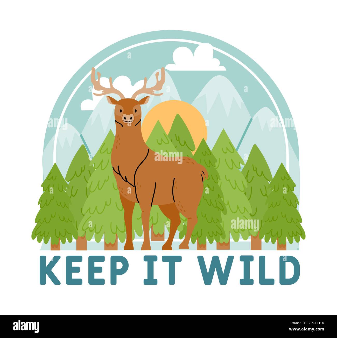 Save the wild motivation quotes with deer. Vector of motivational environment, wildlife forest and environmental ecology illustration Stock Vector