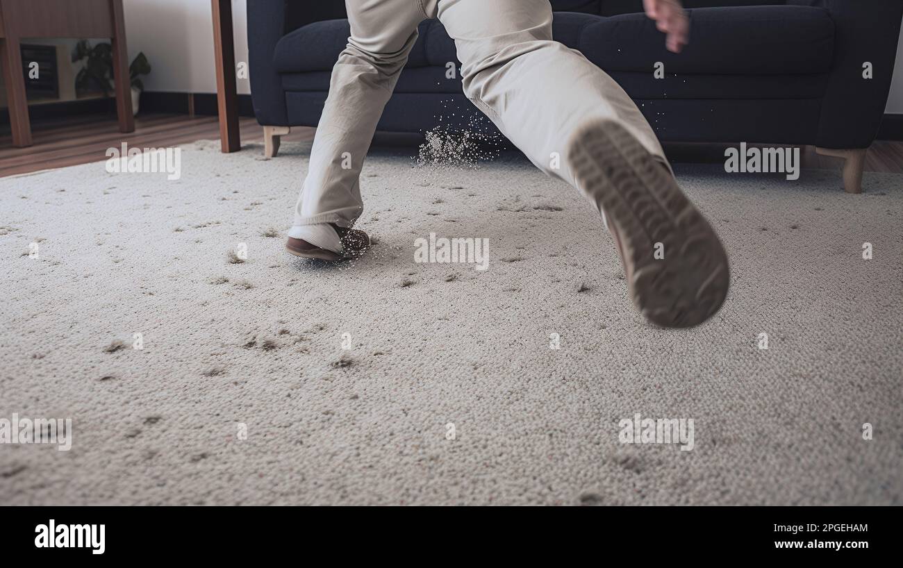 Tripping over carpet and falling Stock Photo Alamy