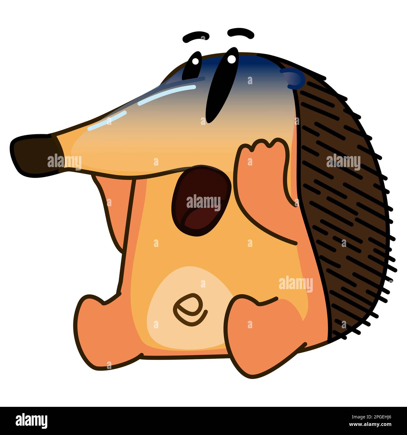 Shocked hedgehog with an open mouth Stock Vector