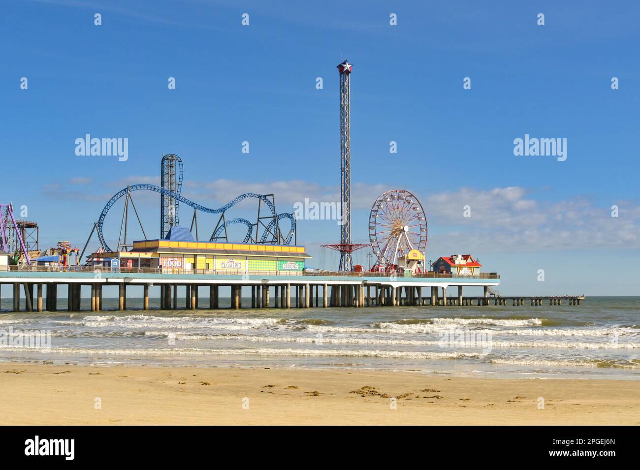 Galveston, Texas, USA February 2023 Fairground at the end of the