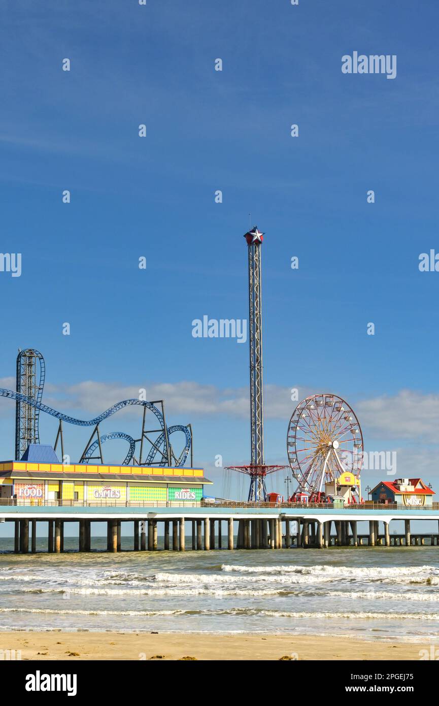 Galveston, Texas, USA February 2023 Fairground at the end of the