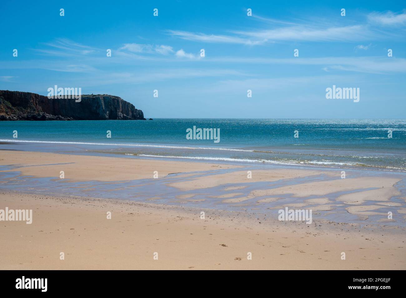 A view of the beach and coast around Sagres  and Praia da Mareta, the Algarve, Portugal Stock Photo