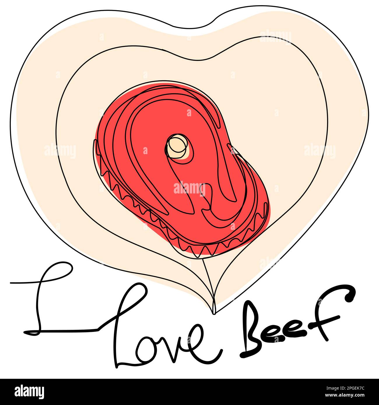 A piece of meat lying on a plate in the shape of a heart. I love beef