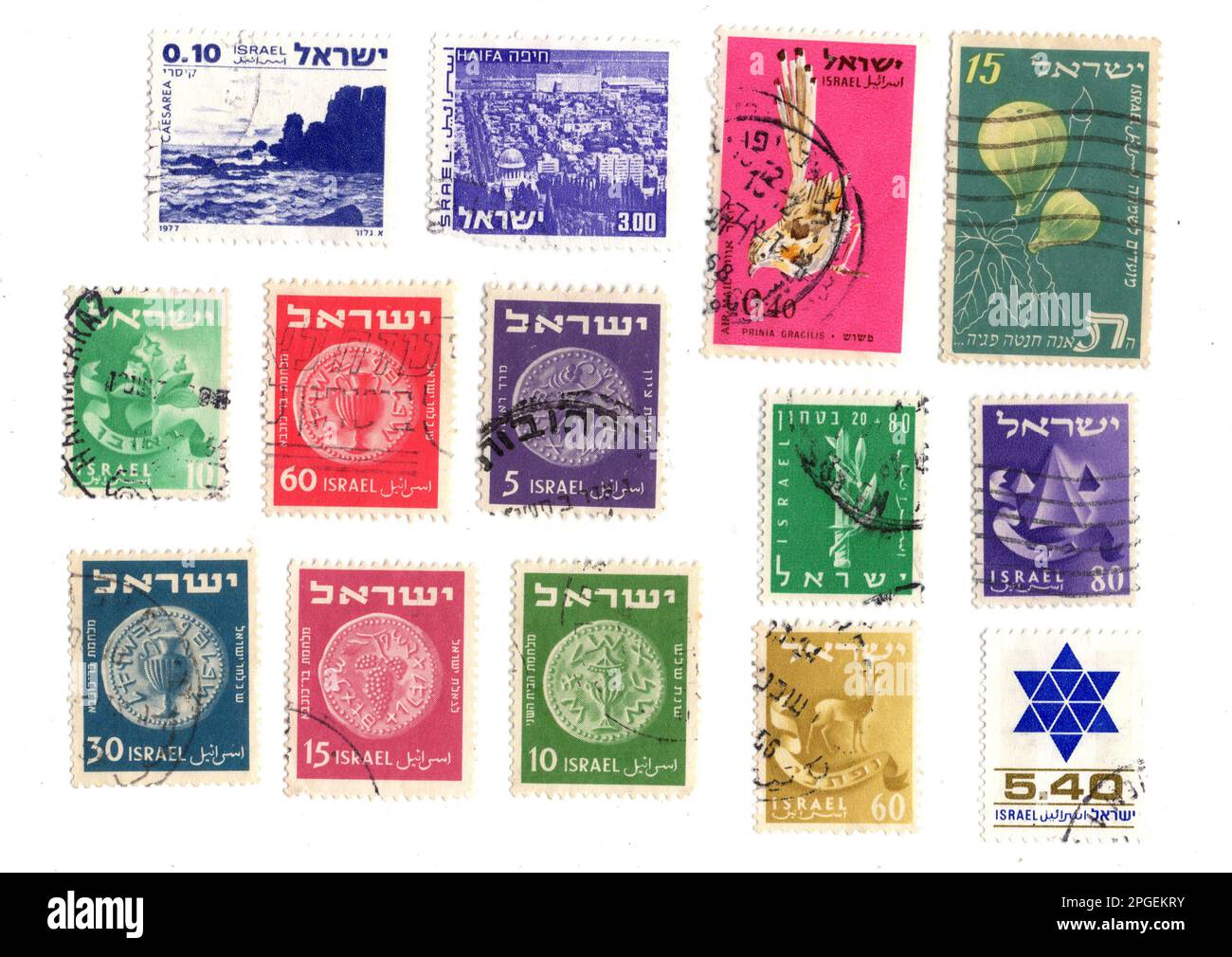 Vintage postage stamps from Israel isolated on a white background Stock ...
