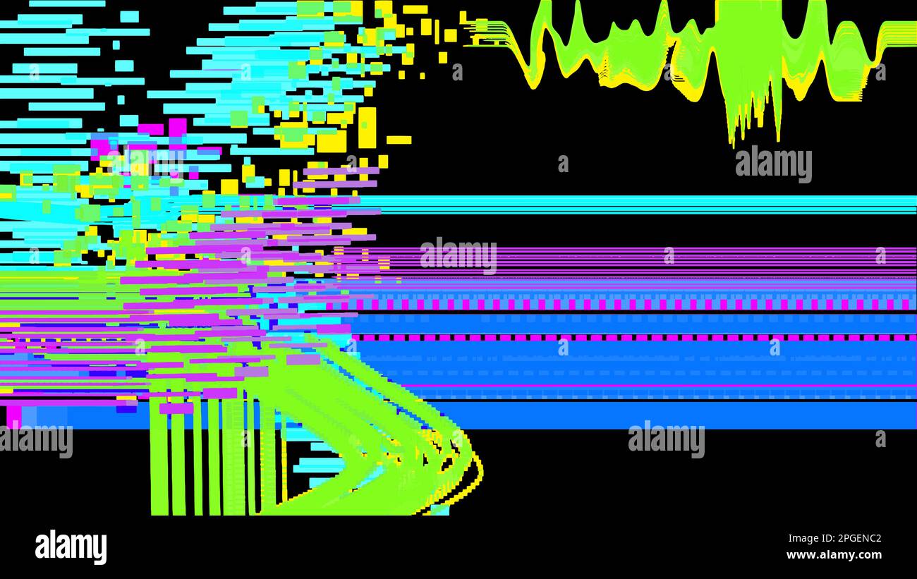 A hung dialog box with glitch noise on a black background.  Stock Vector