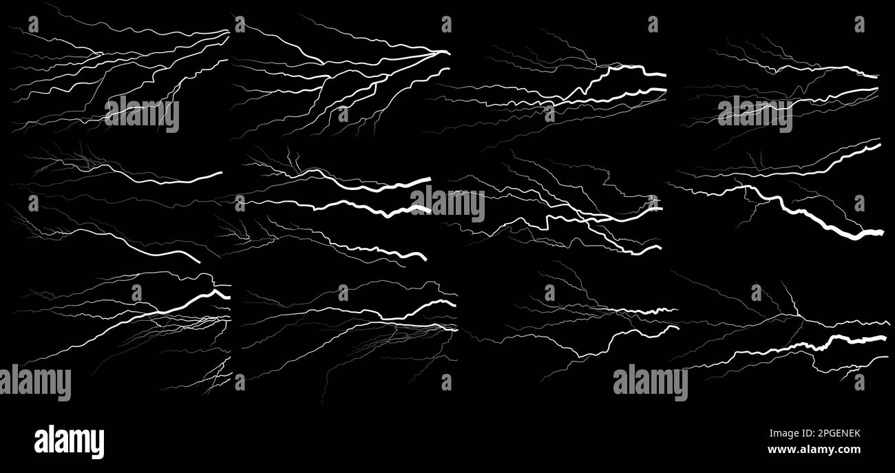 Set of vector lightnings on a black background Stock Vector Image & Art ...