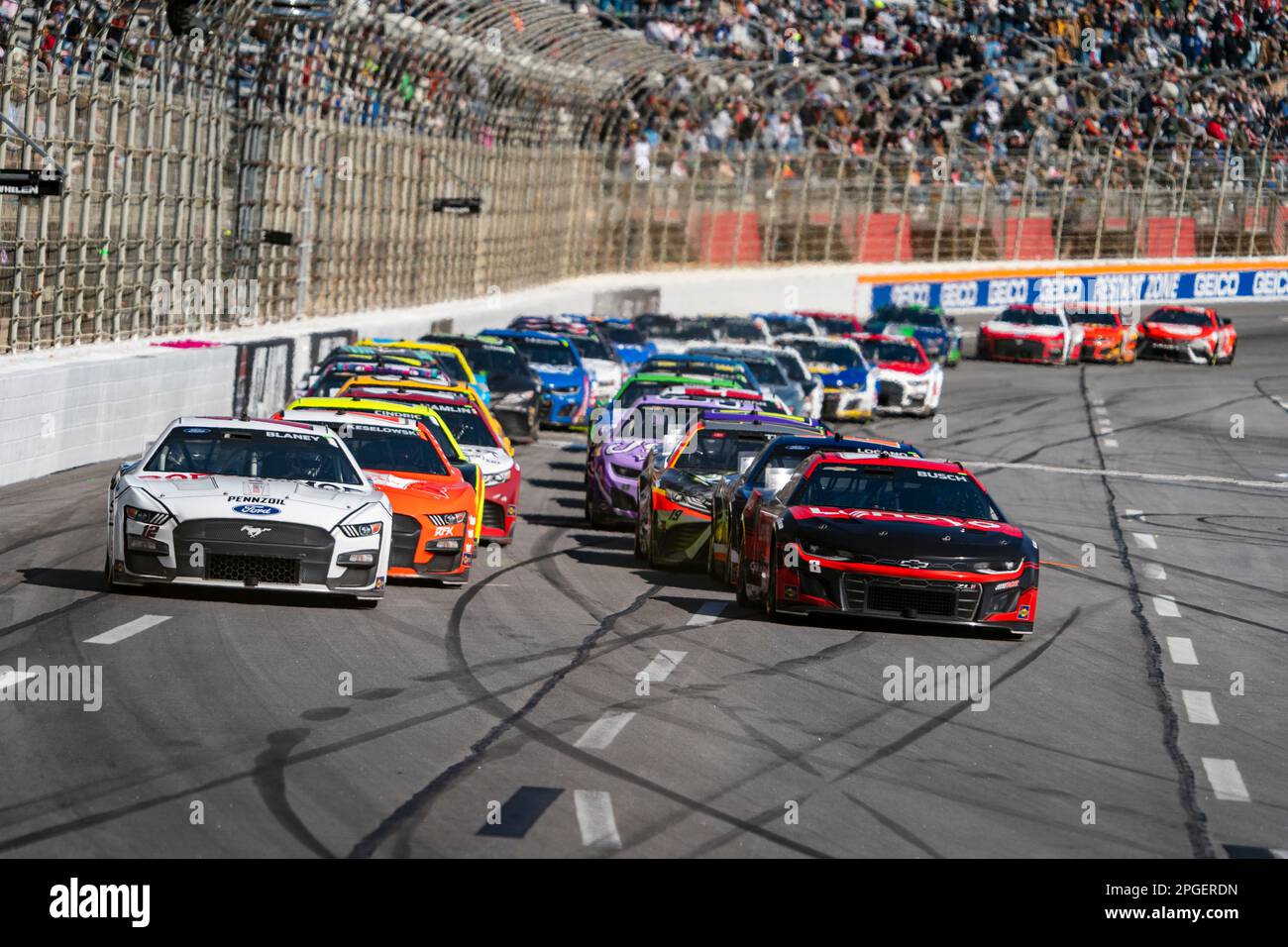 Ryan Blaney races for position for the NASCAR Cup Series for the ...