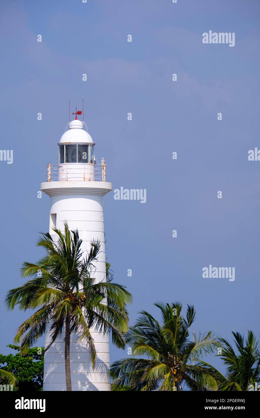 Sri Lanka, Galle District, Galle. Galle Lighouse (also known as Pointe de Galle Light Stock