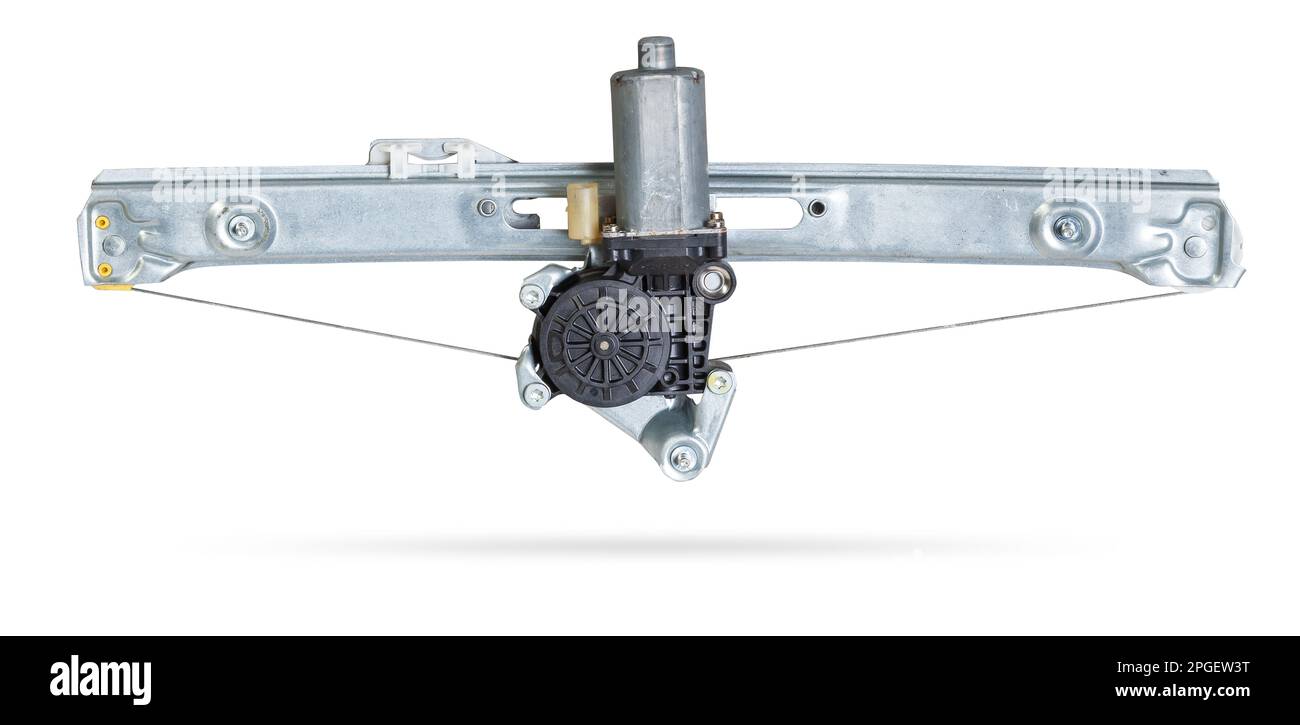 Electric window mechanism for a car on a white isolated background
