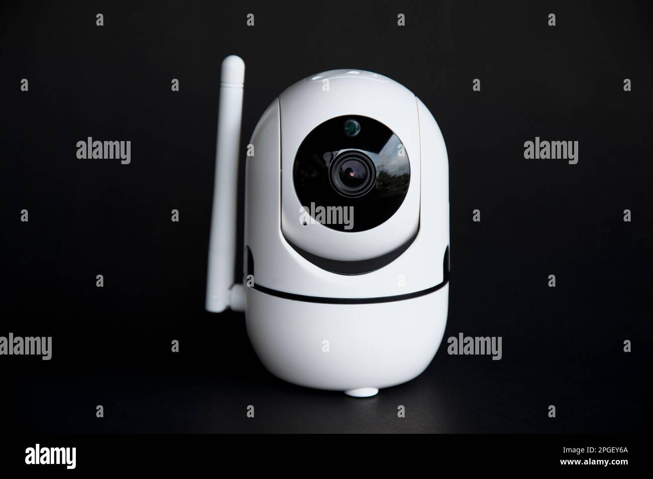 IP camera placed on black background Stock Photo