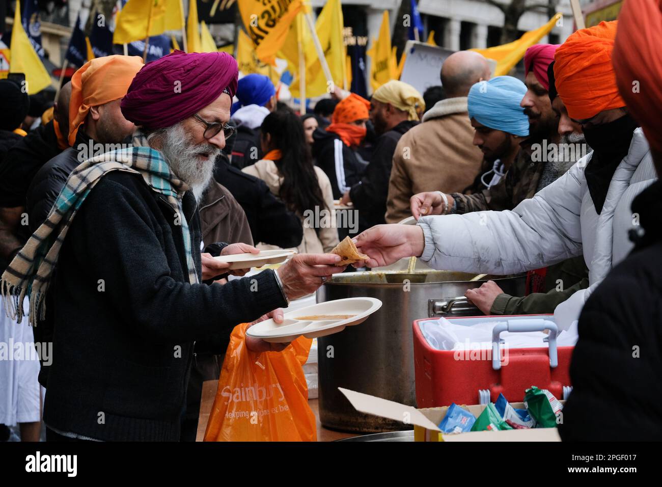 Indian High Commission, Aldwych, London, UK. 22nd March 2023. Protest by Sikh's outside the Indian High Commission in London. Credit: Matthew Chattle/Alamy Live News Stock Photo