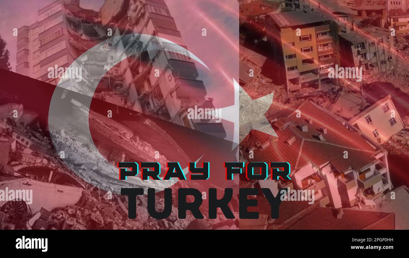 A digital illustration of an awareness pray for turkey poster for