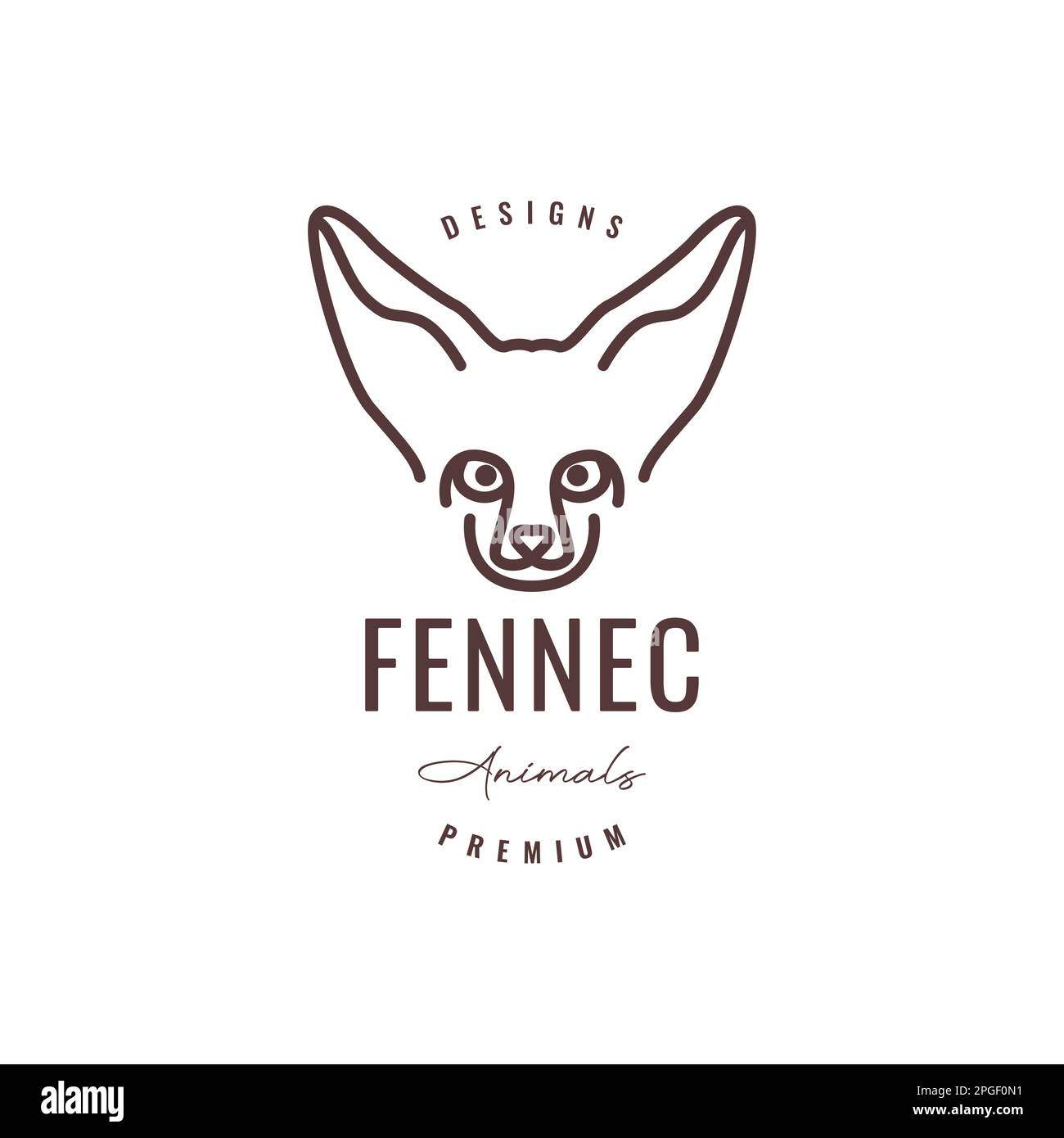 fennec fox big ear face line minimal hipster logo design vector Stock Vector