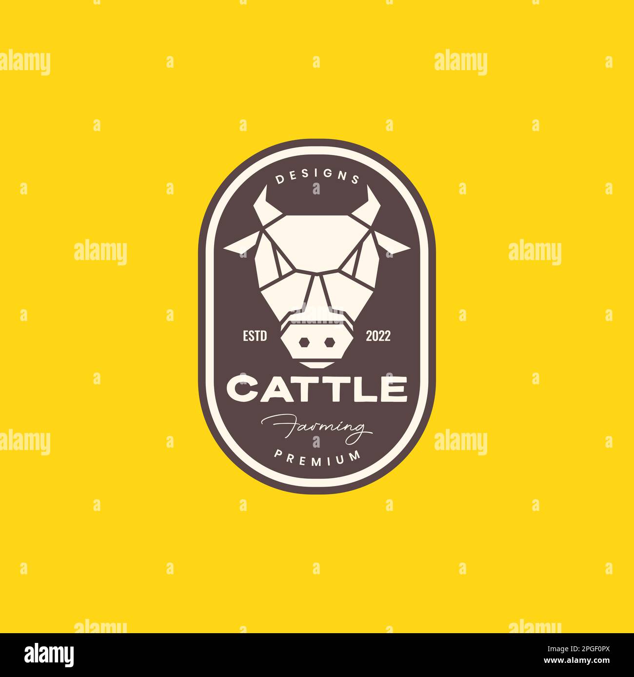animal cattle livestock head cow beef horned geometric polygonal ...