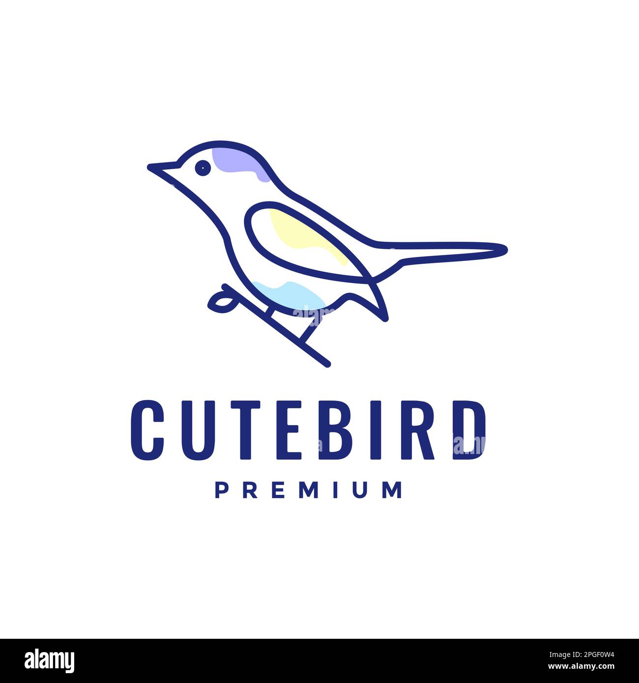 little bird blue abstract line art modern clean logo design vector