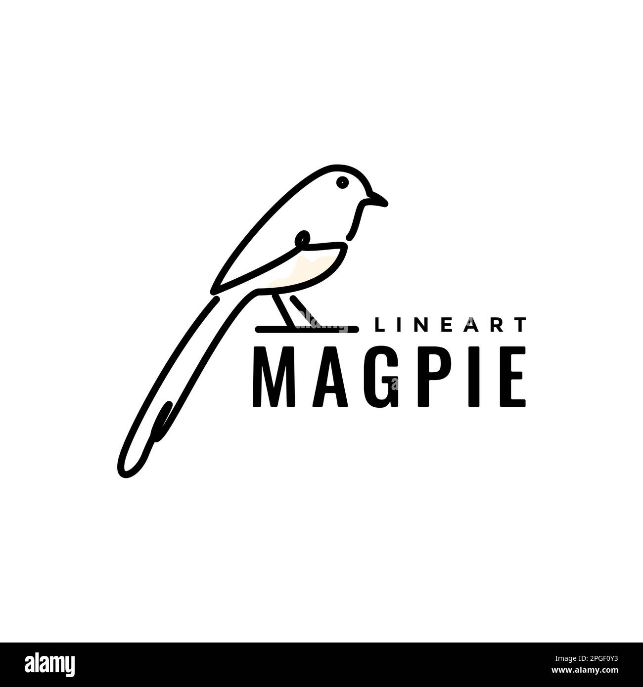 little bird singer magpie long tails beauty line art modern logo design ...