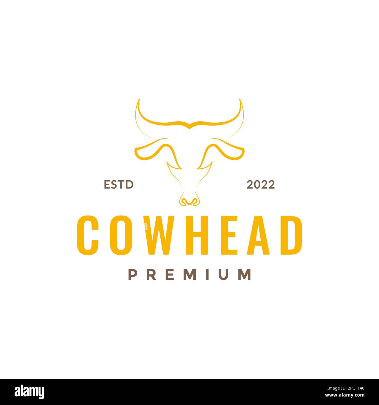 animal livestock cattle head skull cow horned line hipster colored logo design vector Stock Vector