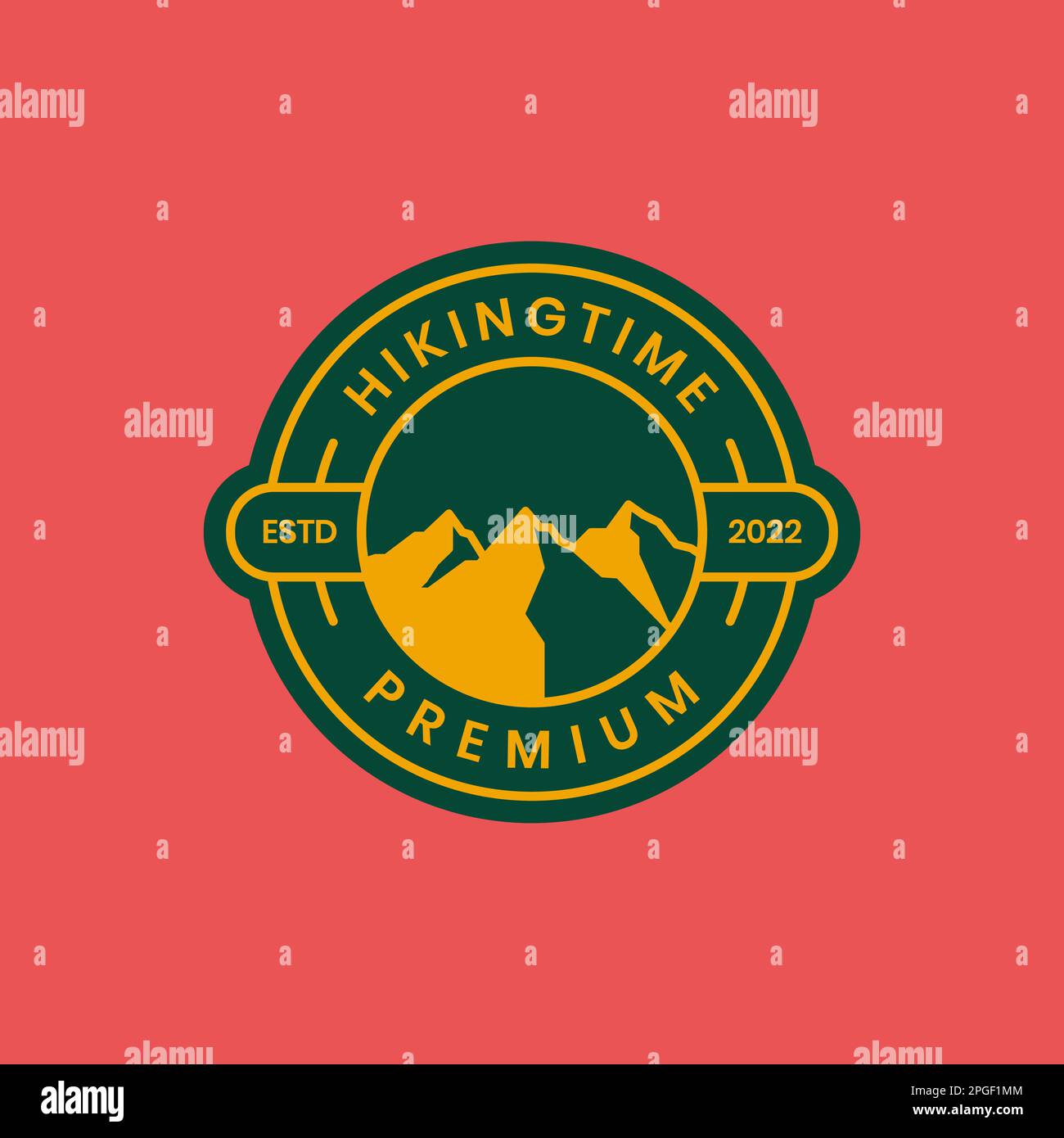 mountains circle badge minimal logo design vector Stock Vector