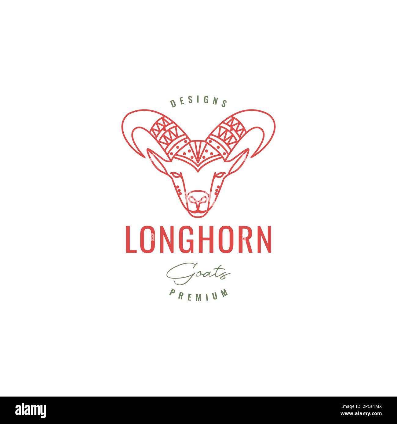 animal cattle livestock head goat long horn curly art line minimalist hipster logo design vector ...