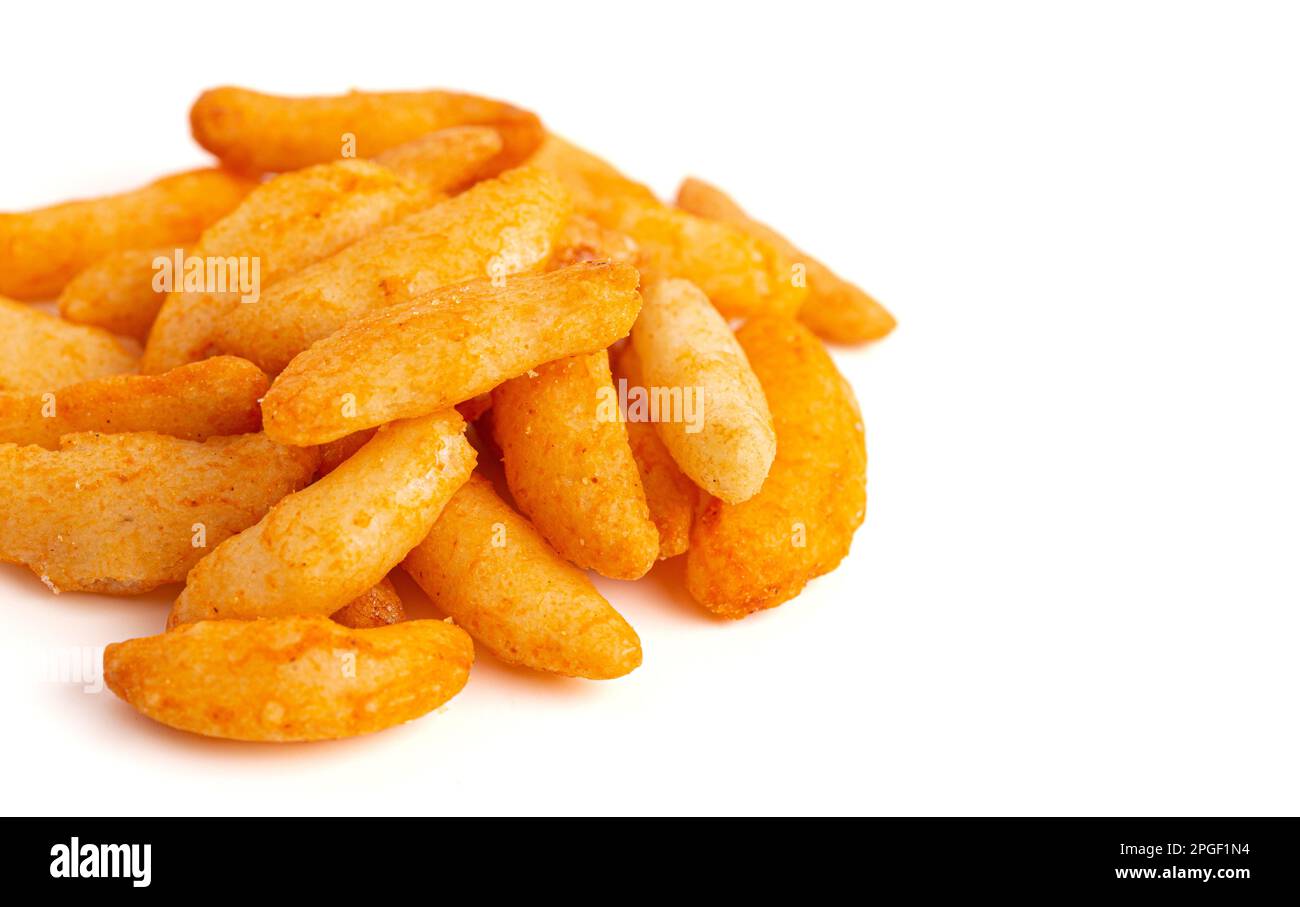 Chili Rice Crackers on a White Background Stock Photo Alamy