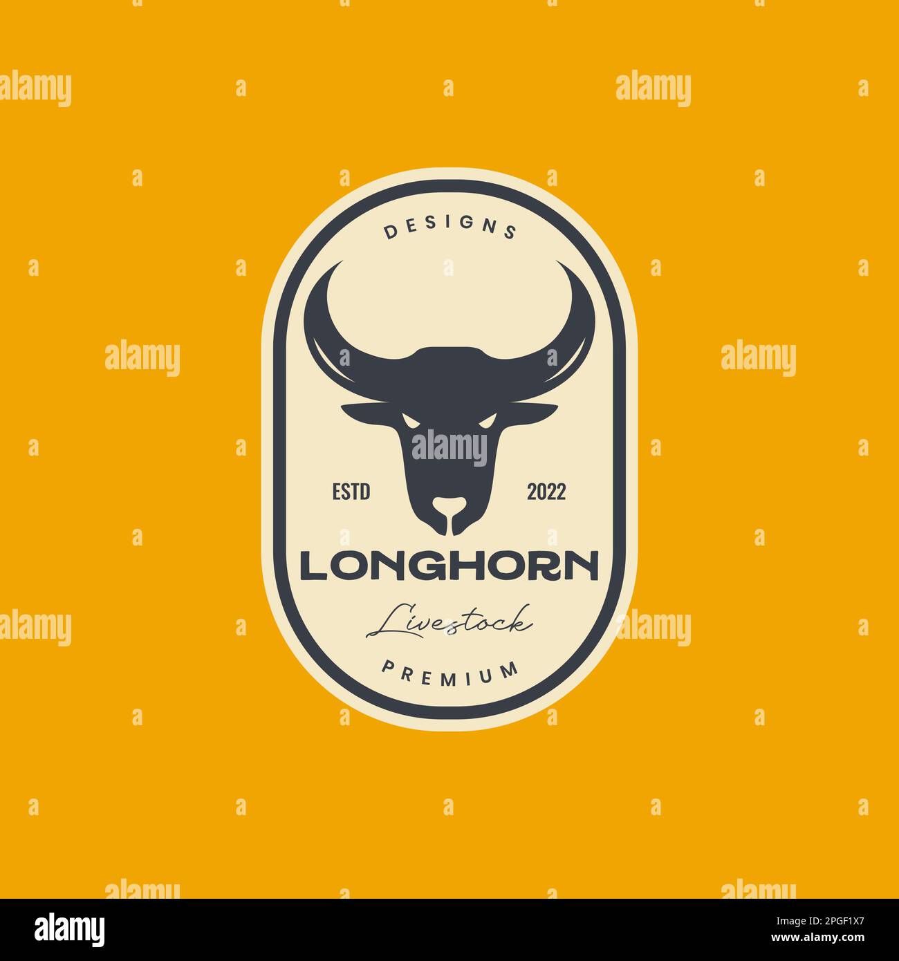 long horn animal cattle livestock head cow beef milk badge vintage logo ...