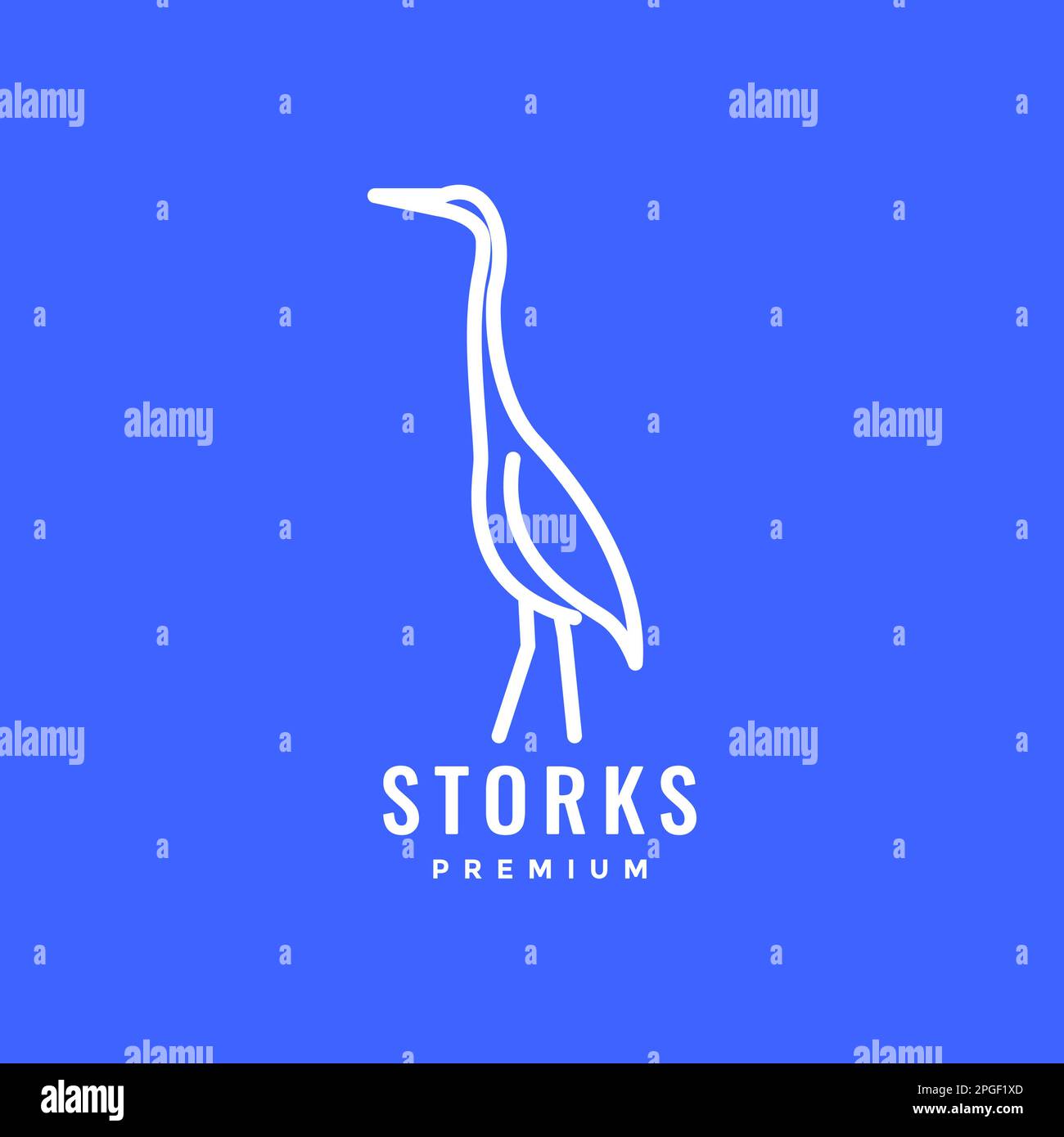 walking bird lake stork beauty long neck minimal logo design vector