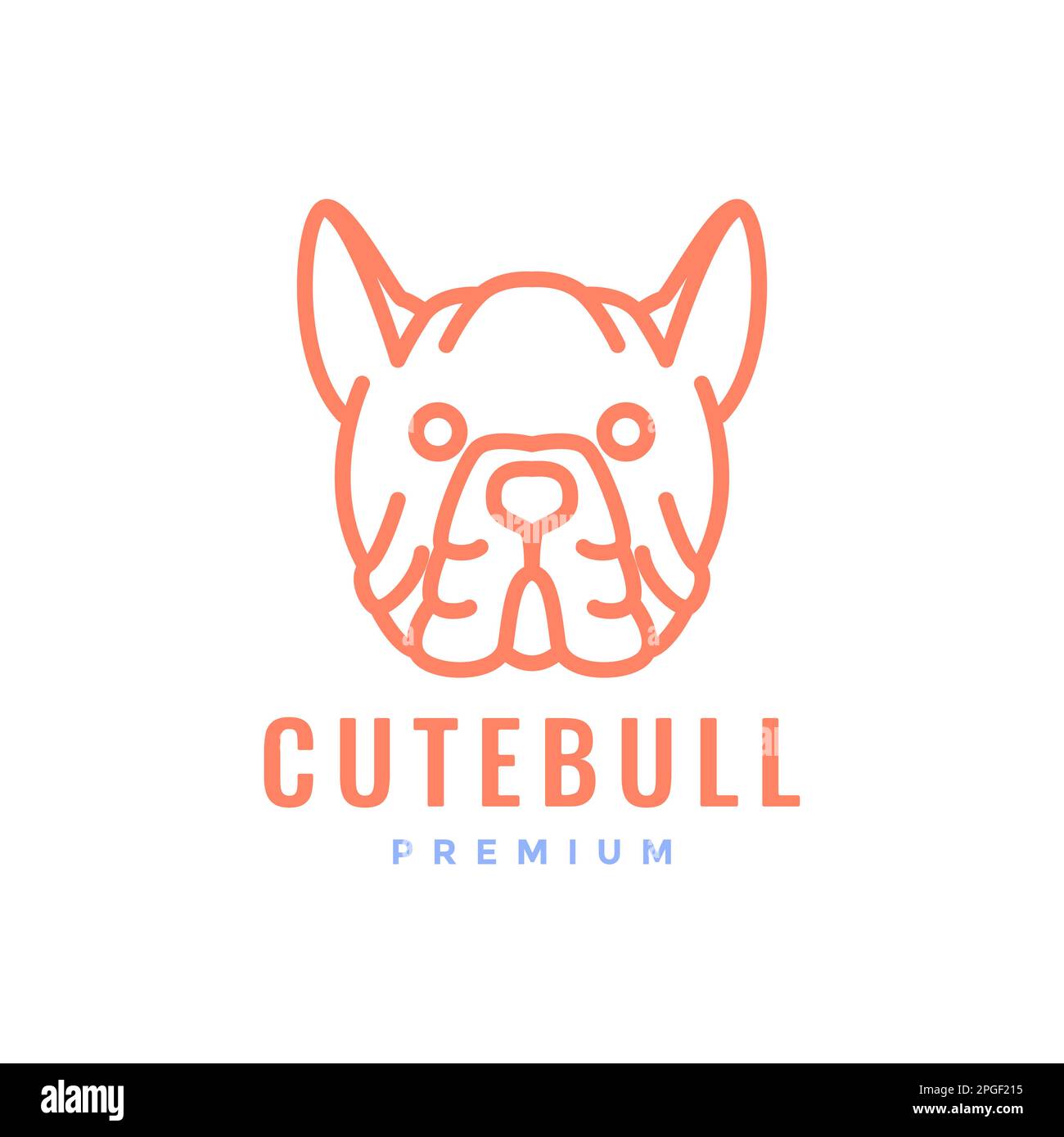 face cute mascot pets dog bull line minimal logo design vector Stock