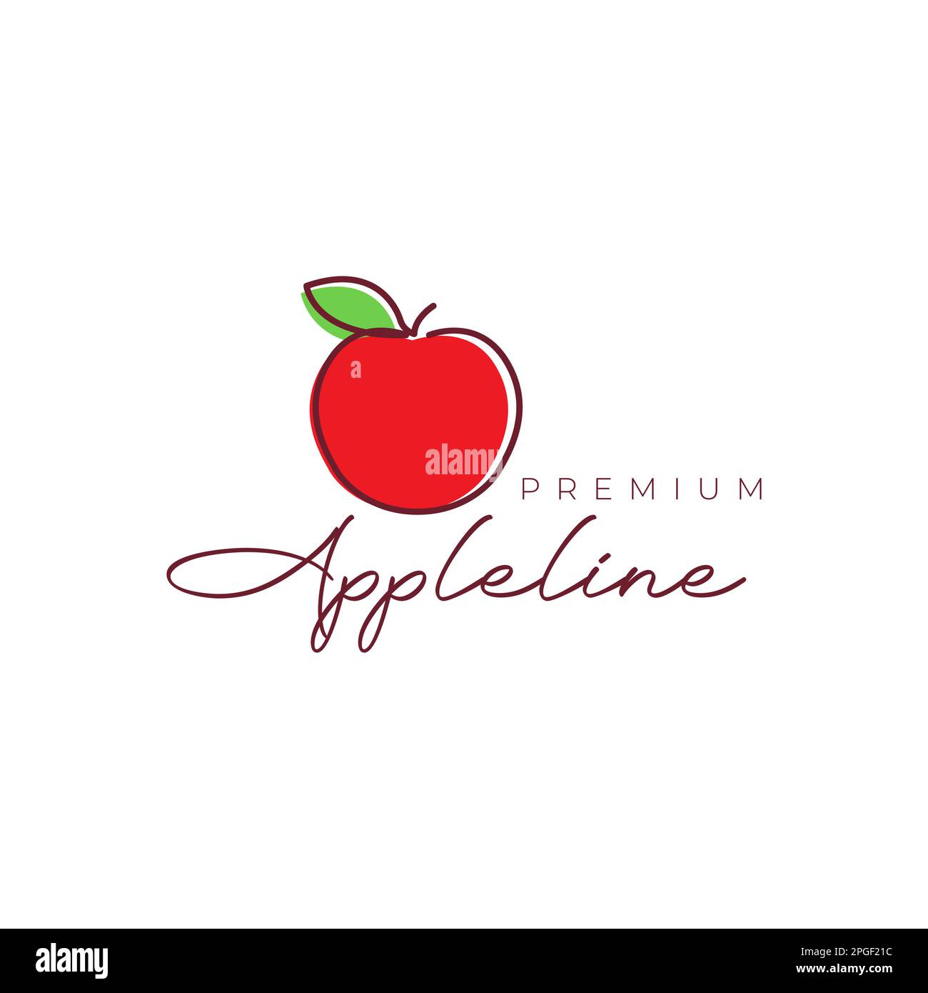 fresh fruit red apple juice line art modern feminine logo design vector ...